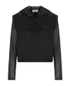 Fendi Mesh-sleeve Zip-up Jacket In Black