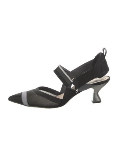 Pre-owned Fendi Mesh Slingback Pumps In Black