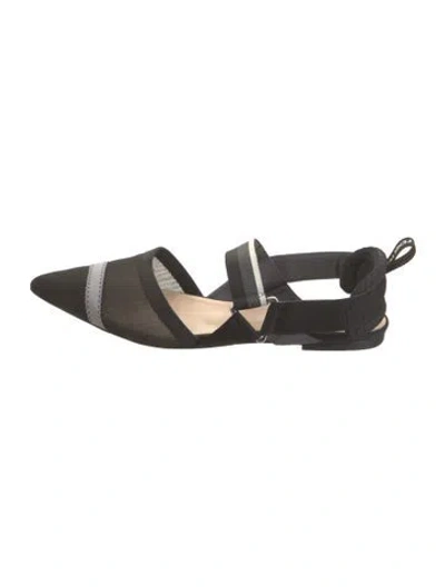 Pre-owned Fendi Mesh Striped Flats In Black