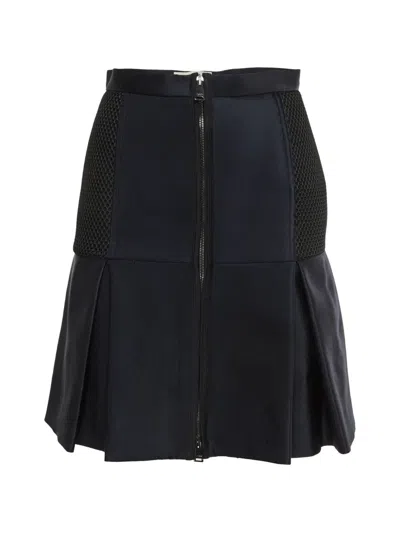 Pre-owned Fendi Mesh-panel Pleated Mini Skirt In Blue