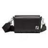 Fendi Ff Squared Leather And Canvas Messenger Bag In Black