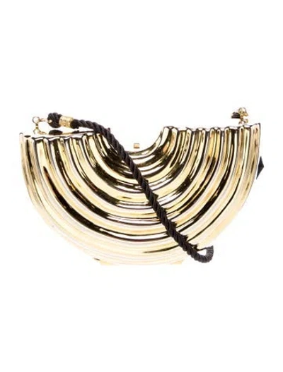 Pre-owned Fendi Metal Pasta Minaudiere Vintage In Gold