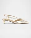 Fendi Fold Metallic 4g Ankle-strap Pumps In Light Gold