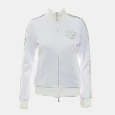 Pre-owned Fendi Metallic Ff Zip Up Jacket In White