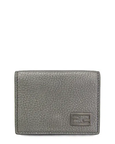 Fendi Metallic Gray Leather Tri-fold Wallet (authentic Pre-loved)