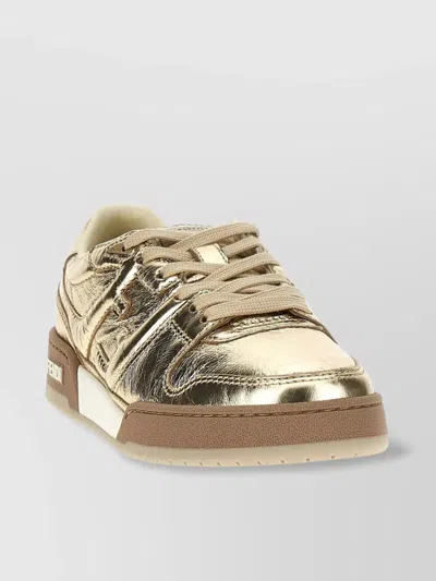Fendi Metallic Low-top Sneakers Rubber Sole In Gold