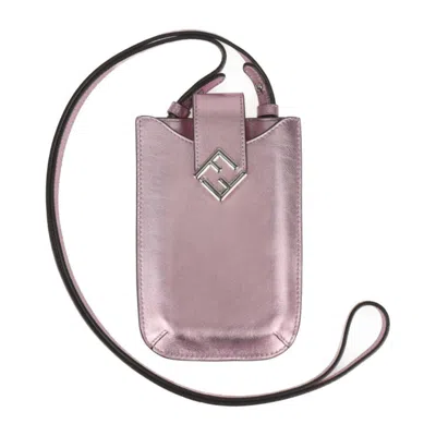 Pre-owned Fendi Metallic Pink Leather Pochette Pouch Shoulder Bag ()