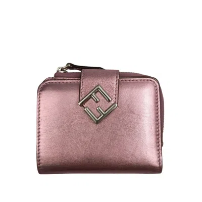 Pre-owned Fendi Metallic Pink Leather Wallet (bi-fold) ()