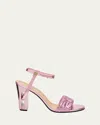Fendi Metallic Sequin Block-heel Sandals In Lavanda Rosa Malva