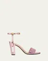 Fendi Metallic Sequin Block-heel Sandals In Pann Oro Chi Light Gold