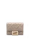 Fendi Micro Baguette Ff-embossed Tri-fold Wallet In Grey