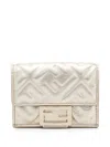 Fendi Embossed Ff Motif Uette Micro Trifold Wallet Accessories In Gold
