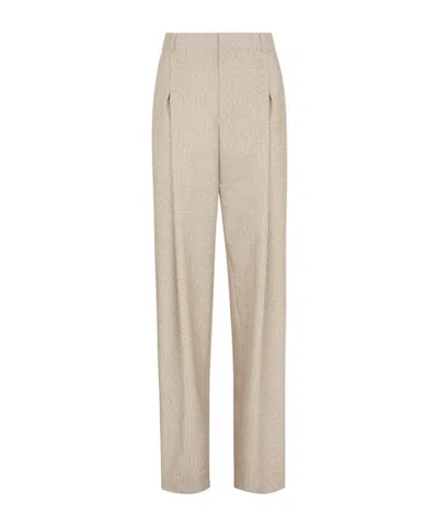 FENDI FENDI MICRO CHECK DETAILED PLEATED TROUSERS
