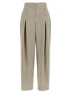 Fendi Beige Micro Check Trousers In Gray
