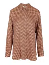 Fendi Micro Dots Long Sleeve Silk Shirt Shirts Multicolor In Brown