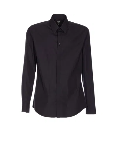 Fendi Men Micro Ff Detail Shirt In Blue