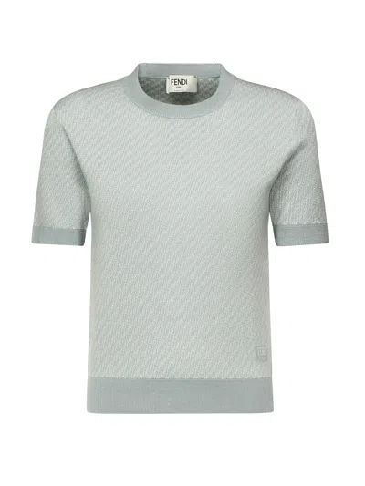 Fendi Micro Logo T-shirt In Blue