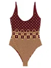 Fendi Micro Patchwork One-piece Swimsuit In Multi