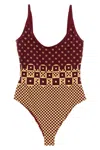 Fendi Micro Patchwork One-piece Swimsuit In Multi