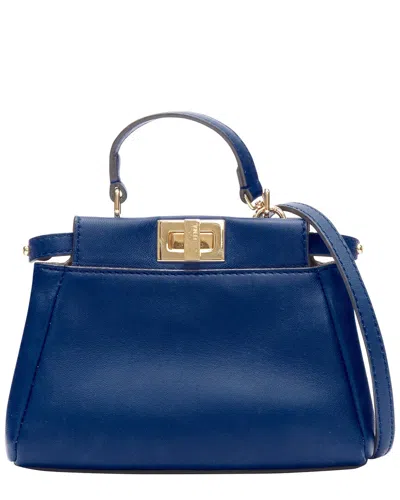 Fendi Micro Peekaboo Leather Crossbody Bag (authentic Pre-loved) In Blue