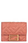 Fendi Micro Tri-fold Wallet Baguette In Leather In Pink