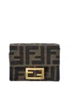 Fendi Micro Trifold Ff Wallet In Brown