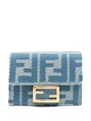 Fendi Micro Trifold Baguette Wallets And Card Holders Light Blue In Blue
