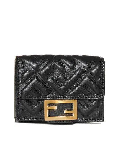 FENDI MICRO TRIFOLD WALLET IN FF LEATHER