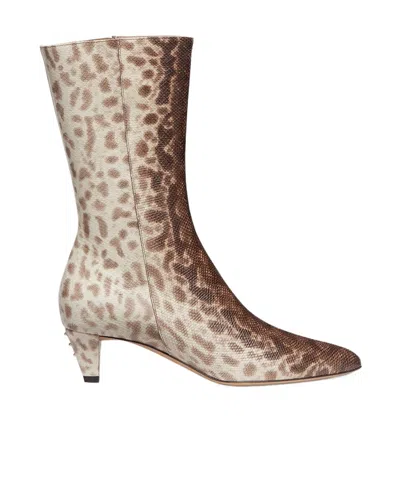 Fendi Mid-heeled Boots In Nude