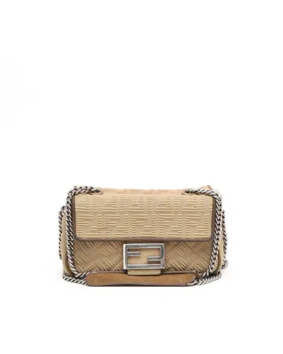 Fendi Midi Baguette Chain Bag In Sand