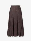 Fendi Women Midi Ff Jacquard Silk Skirt In Gray