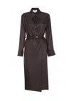Fendi Silk Chess Ff Long Sleeve Midi Dress Dresses Brown In Brown