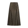 Fendi Women Embroidered Silk Skirt In Brown