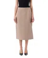 Fendi Linen Midi Skirt In Beige