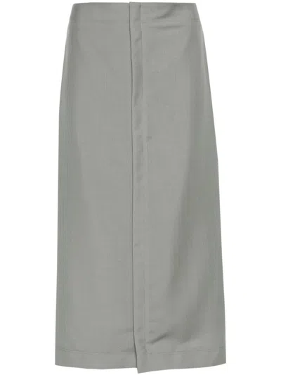 Fendi Logo Detailed Midi Skirt In Gray