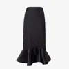 Fendi Women High-waisted Midi Skirt In Grain De Poudre Wool In Black