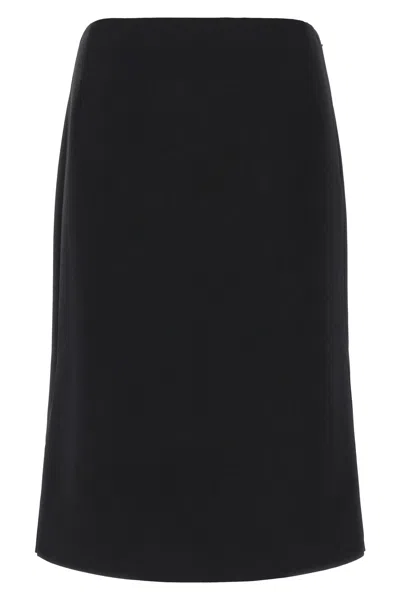Fendi Midi Skirt With Side Slit In Black
