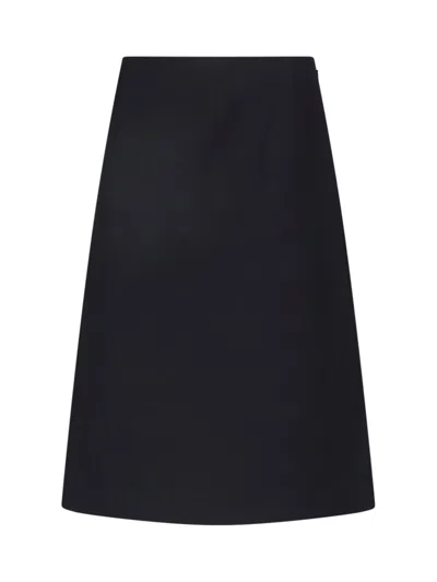 Fendi Midi Wool Skirt In Black