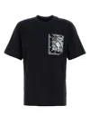 Fendi Men Midnight Blue Cotton T-shirt In Black