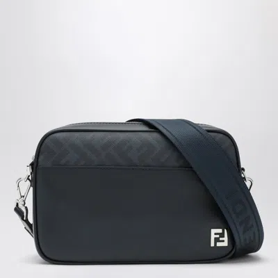 Fendi Midnight Blue Leather And Dark Blue Ff Canvas Bag Men