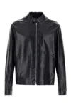 Fendi Leather Jacket Front Pockets Snap Button Cuffs In Blue