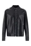 Fendi Leather Jacket Front Pockets Snap Button Cuffs In Black