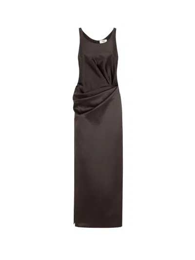 Fendi Midnight Blue Satin Dress In Brown