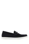 Fendi Midnight Suede O Lock Light Loafers In Navy