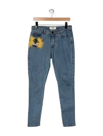 Pre-owned Fendi Mid-rise Skinny Leg Jeans In Blue