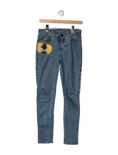 Pre-owned Fendi Mid-rise Skinny Leg Jeans In Blue