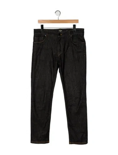 Pre-owned Fendi Mid-rise Straight Leg Jeans In Black