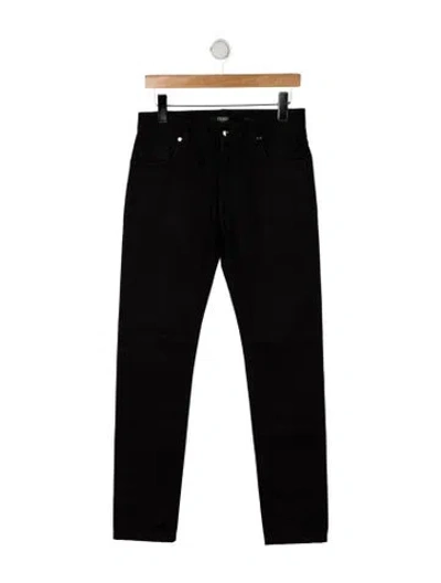 Pre-owned Fendi Mid-rise Straight Leg Jeans In Black