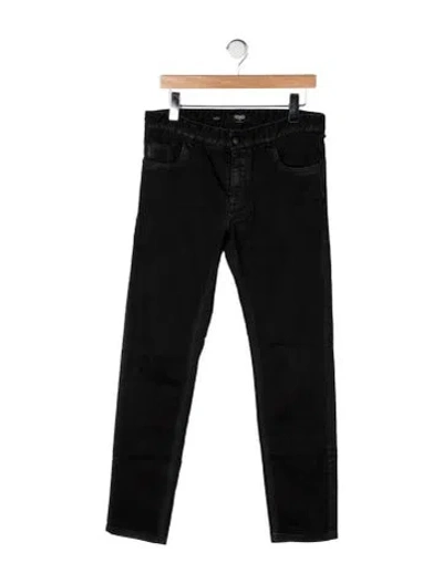 Pre-owned Fendi Mid-rise Straight Leg Jeans In Black