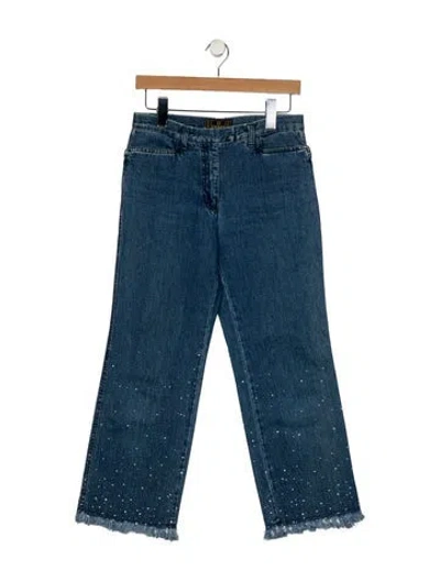 Pre-owned Fendi Mid-rise Straight Leg Jeans In Blue